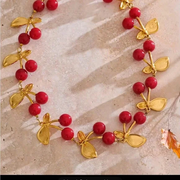 Anthropologie New adjustable Cherry Gold Women's Necklace - Picture 13 of 13